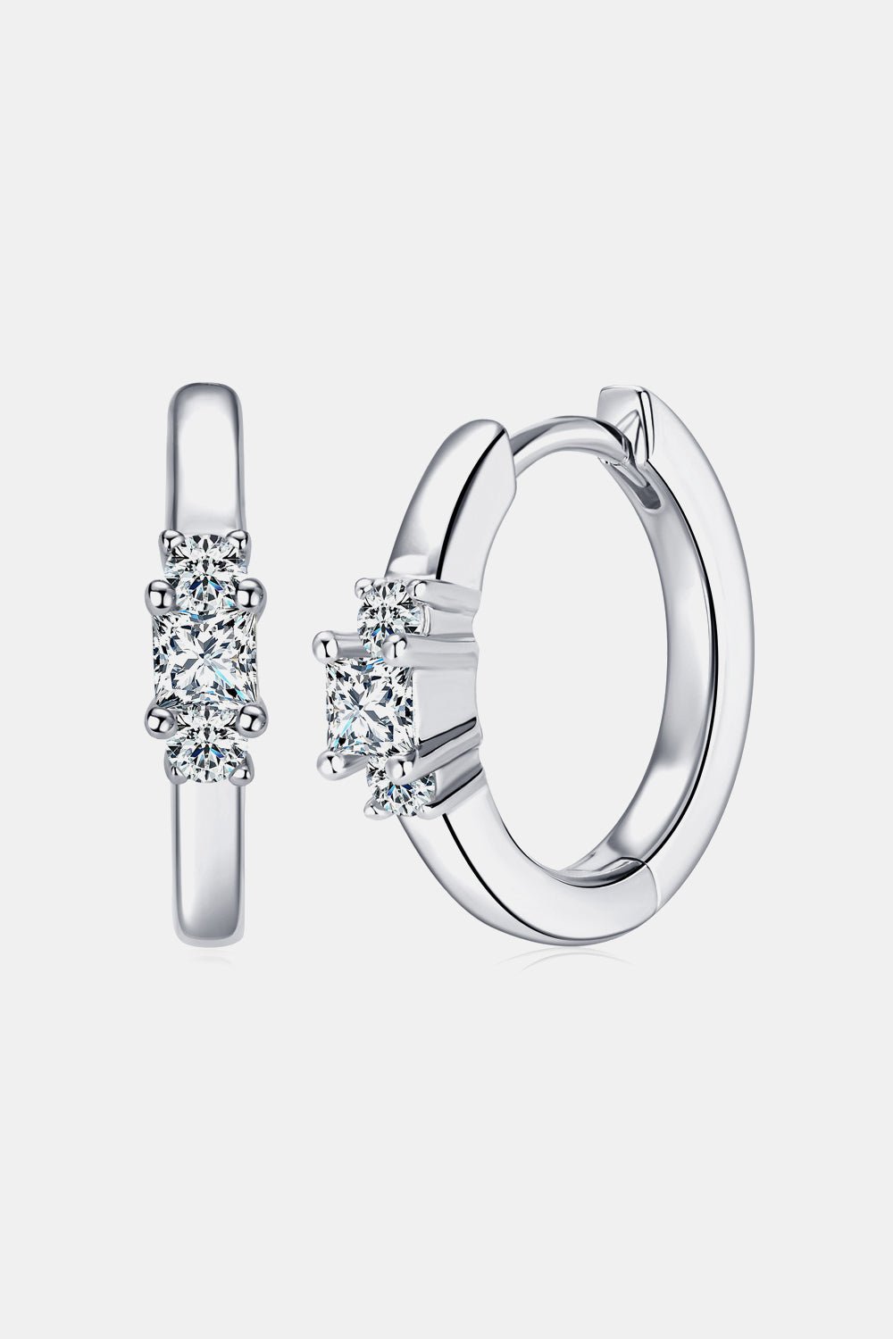 Sterling Silver Moissanite Huggie Hoop Earrings - Quelle's BoutiQue