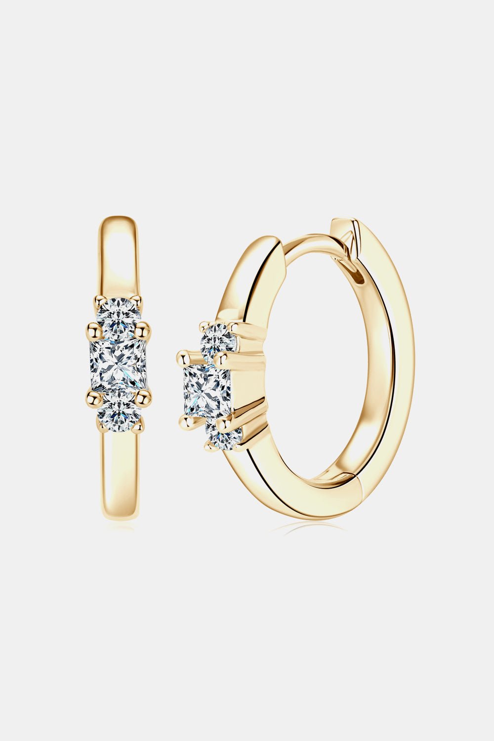 Sterling Silver Moissanite Huggie Hoop Earrings - Quelle's BoutiQue