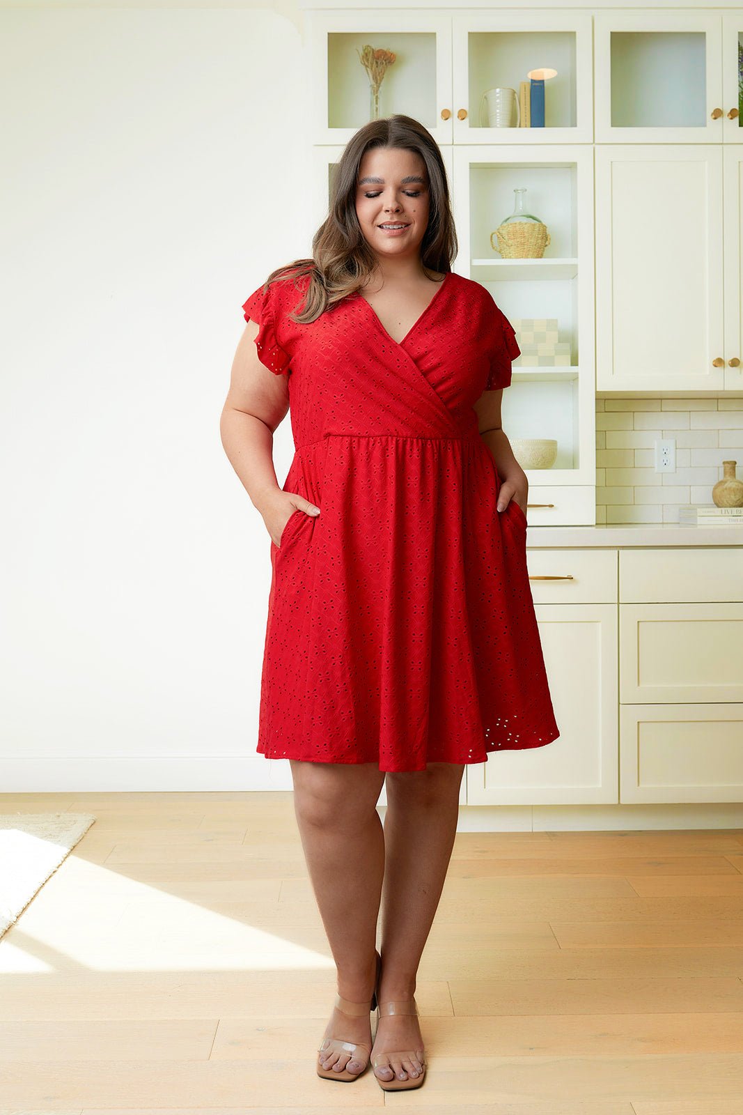 Surplice Eyelet Mini Dress - Quelle's BoutiQue