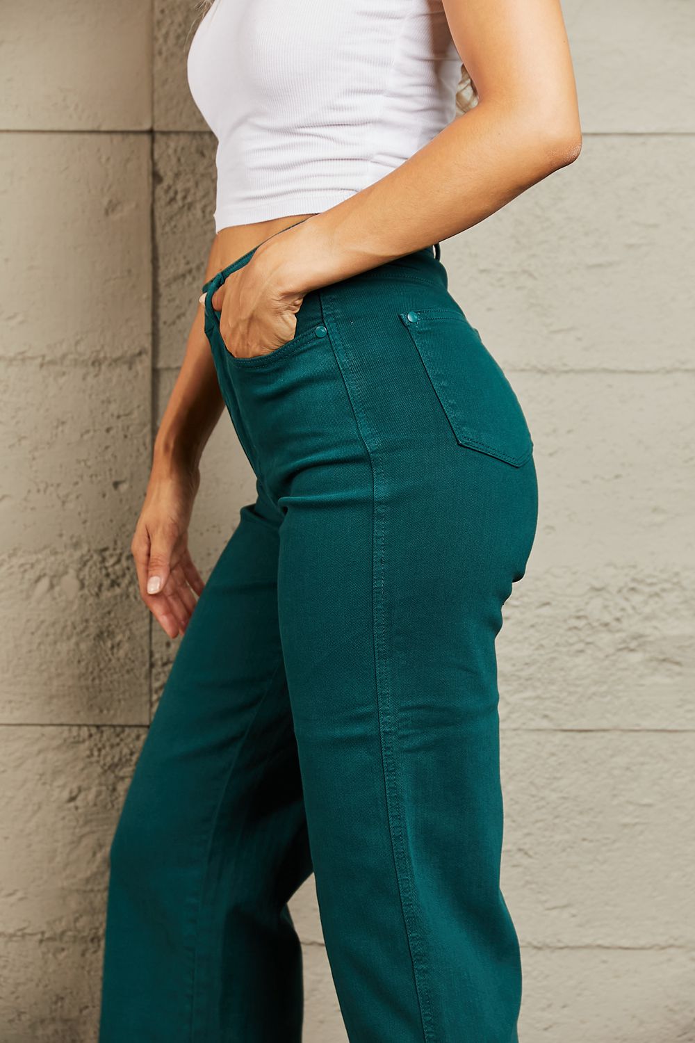 Tummy Control Cropped Wide Leg Jeans - Quelle's BoutiQue