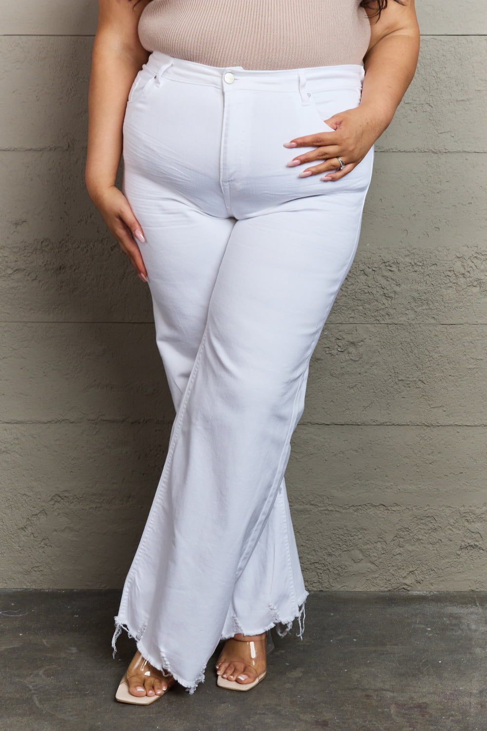 White High Waist Wide Leg Jeans - Quelle's BoutiQue