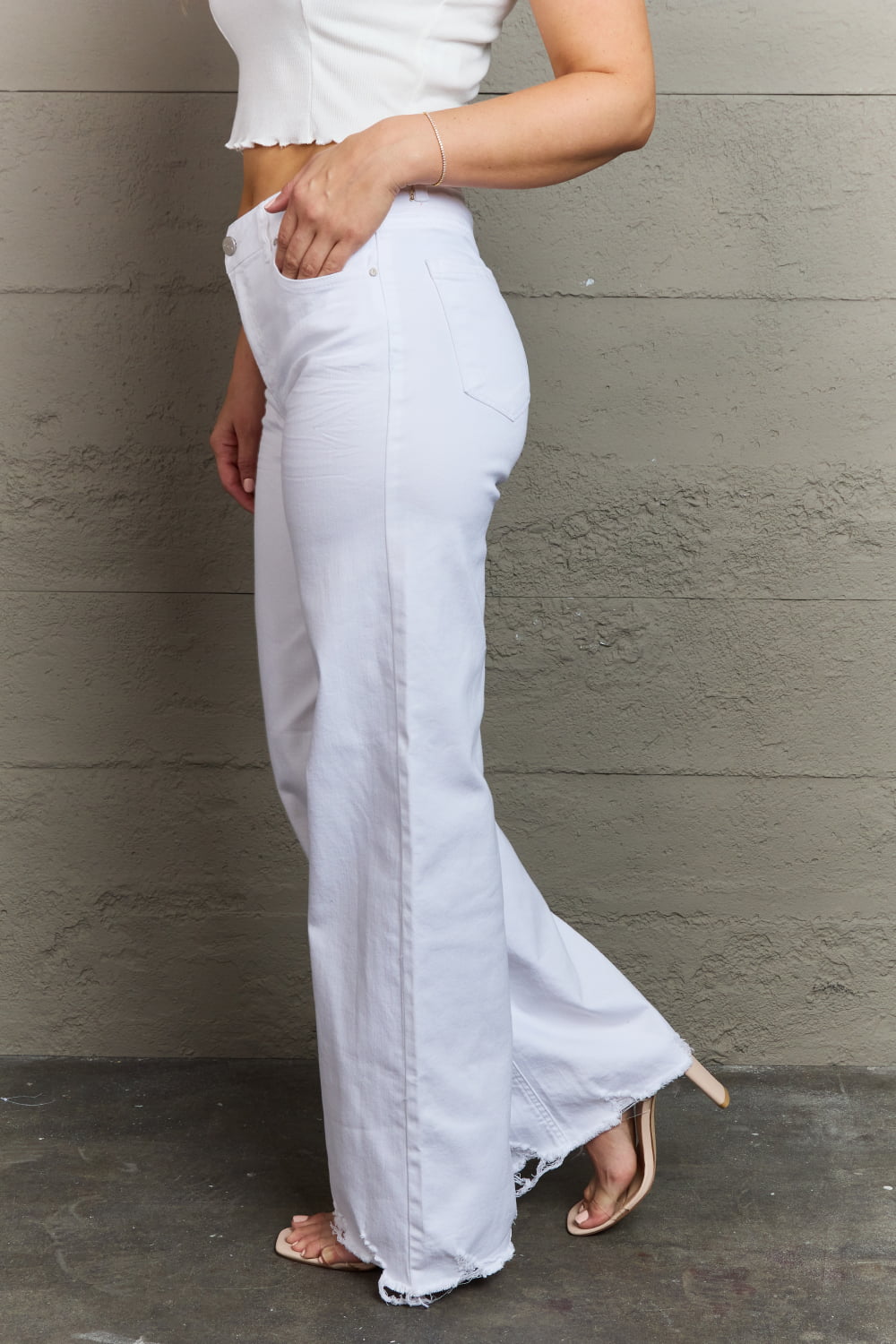 White High Waist Wide Leg Jeans - Quelle's BoutiQue
