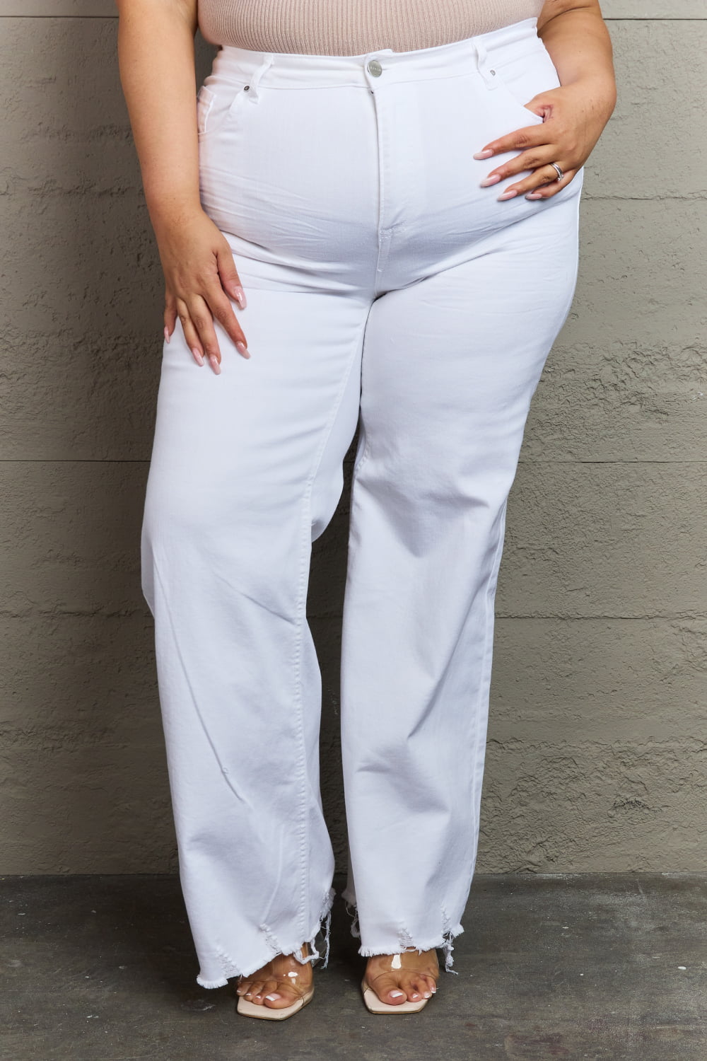 White High Waist Wide Leg Jeans - Quelle's BoutiQue