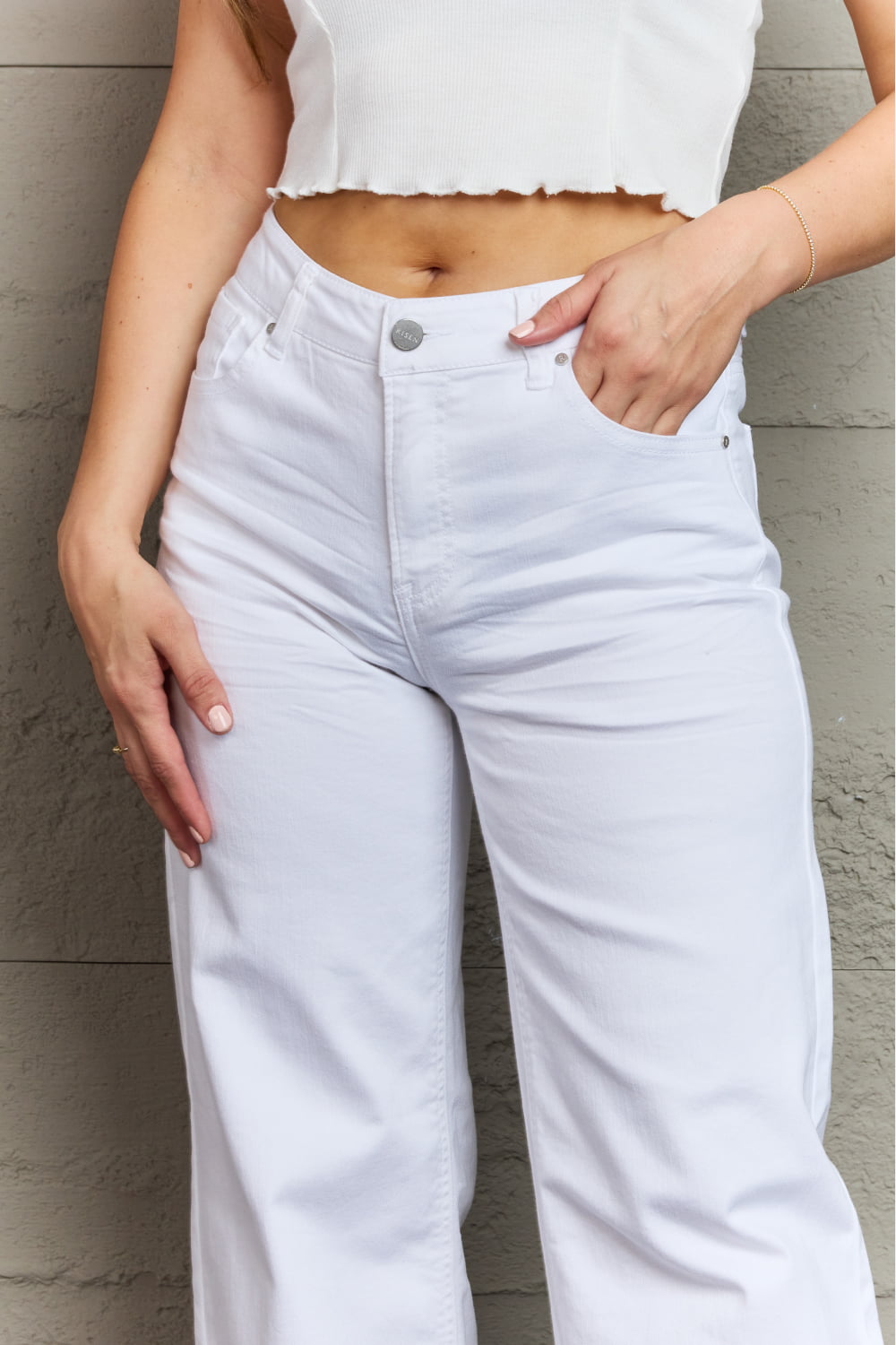 White High Waist Wide Leg Jeans - Quelle's BoutiQue