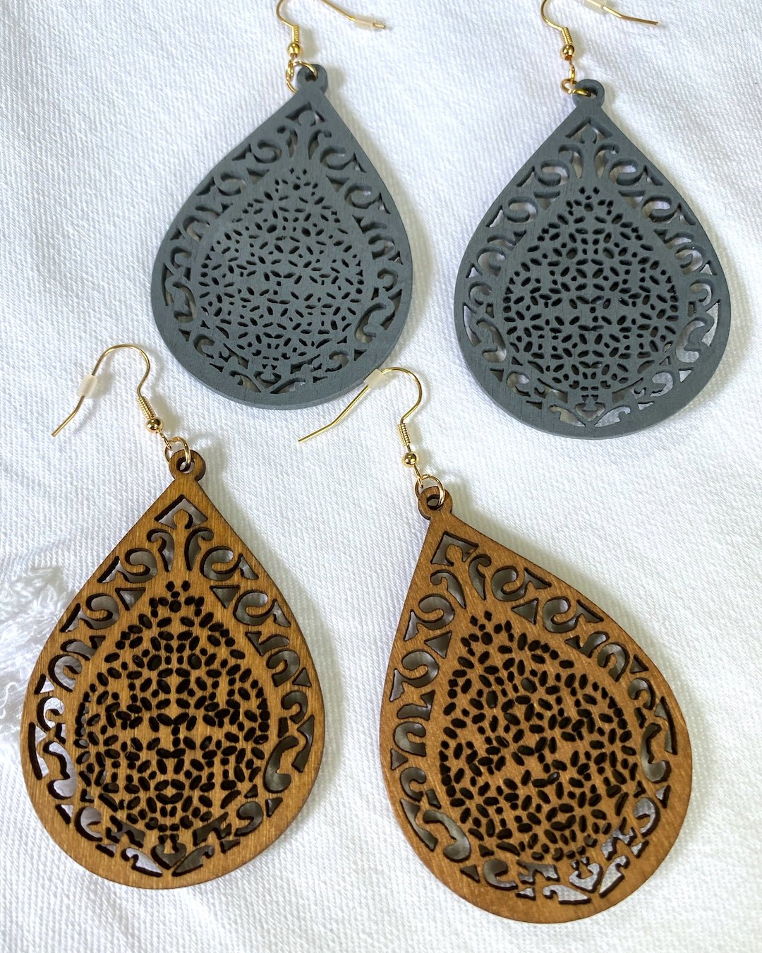 Wooden Tear Drop Earrings - Quelle's BoutiQue