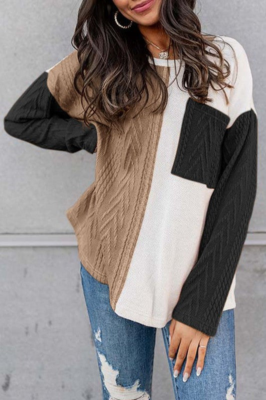 Cable Knit Round Neck Sweater