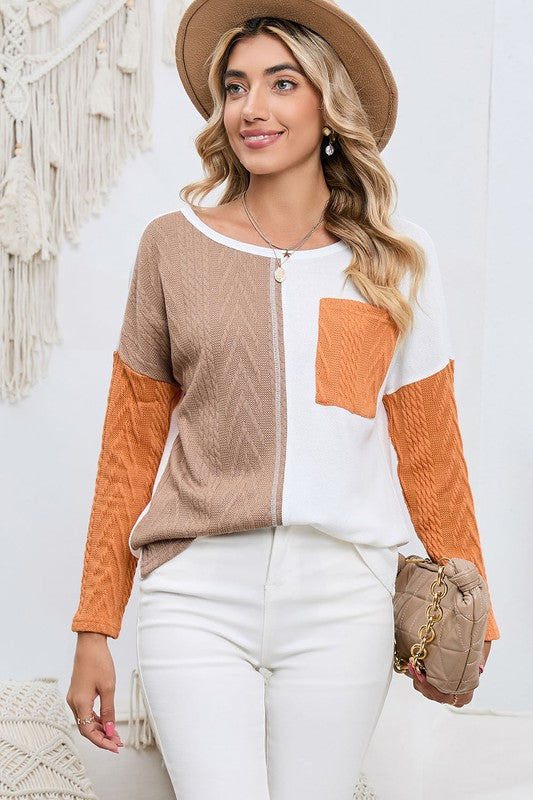 Cable Knit Round Neck Sweater