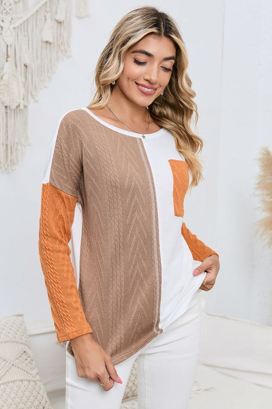 Cable Knit Round Neck Sweater