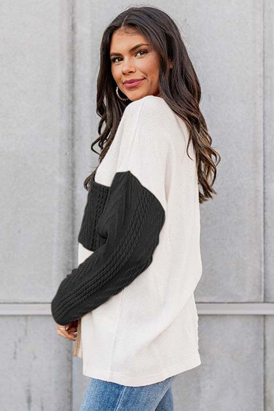 Cable Knit Round Neck Sweater