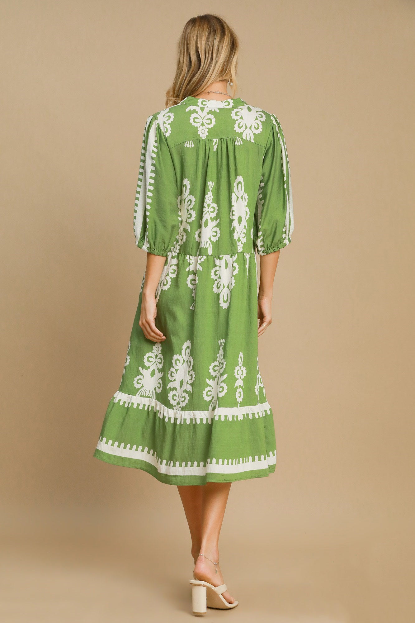 Notched Neck Midi Dress