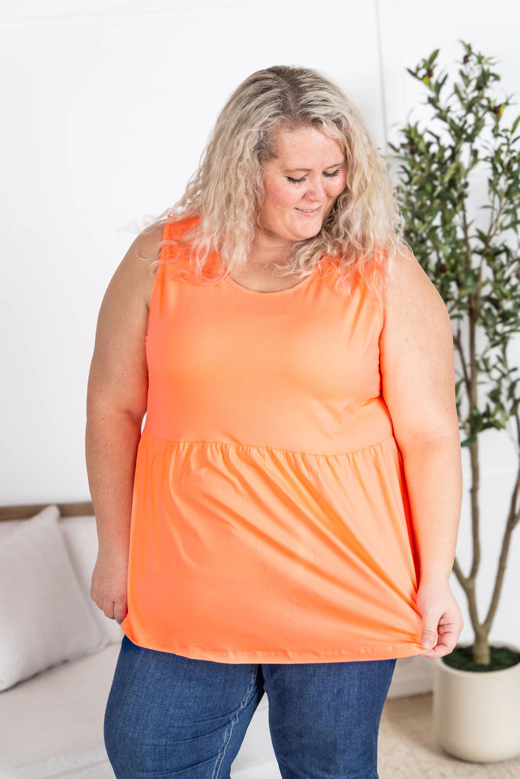 Solid Bright Flowy Babydoll Top