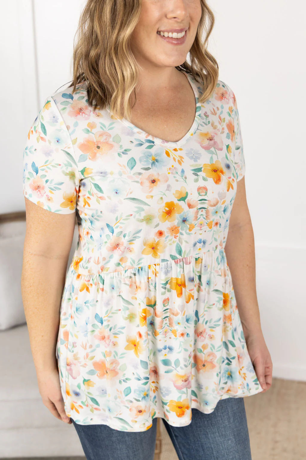 Multi-Color Floral Print Top