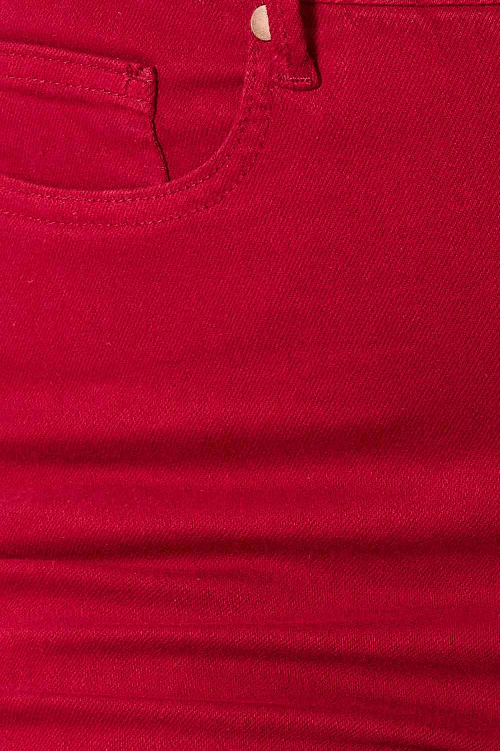 Dark Red High Waist Tummy Control Skinny Jeans