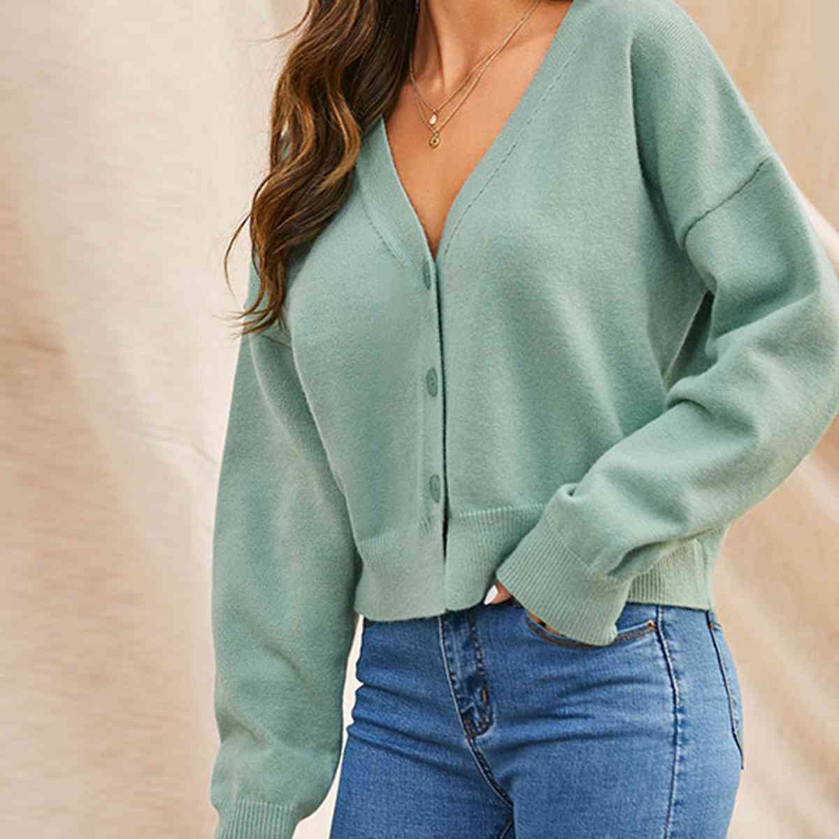 V-Neck Button Up Cardigan