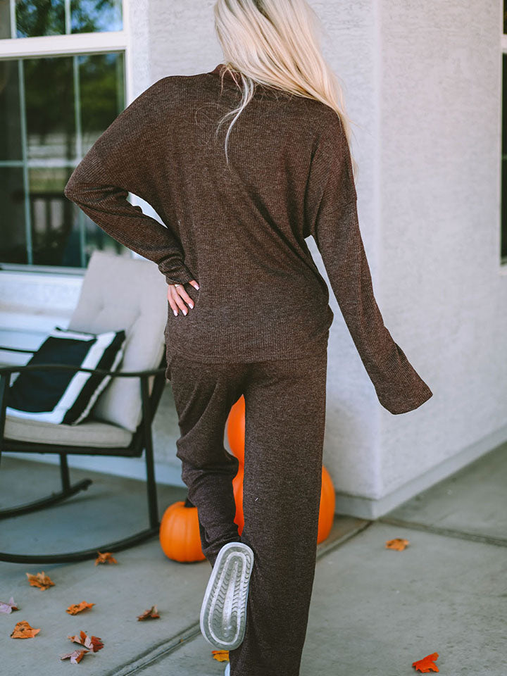 Button Top and Lounge Pants Set