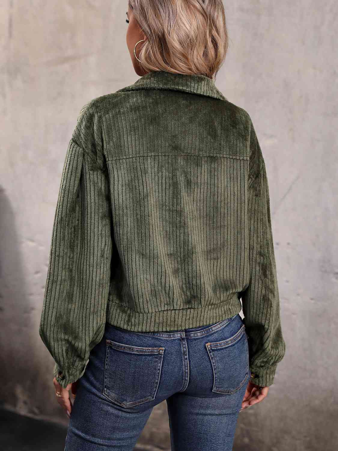 Textured Collared Neck Jacket