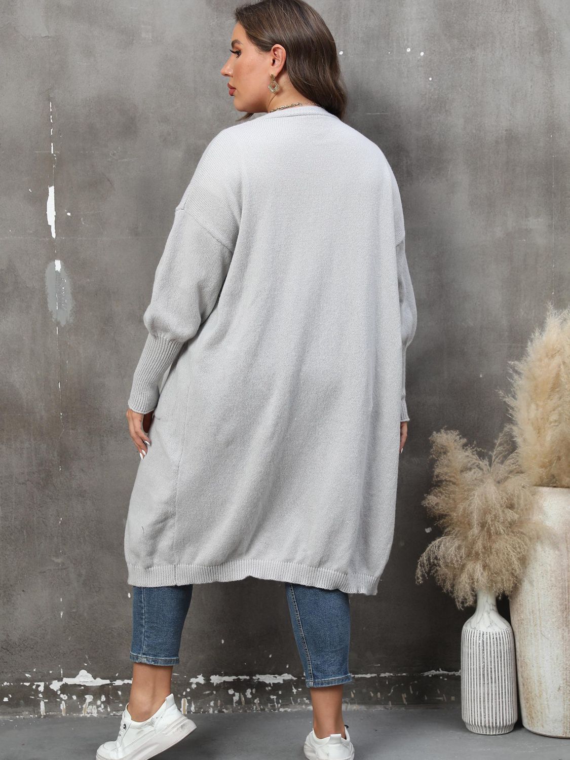 Solid Long Sleeve Pocketed Cardigan