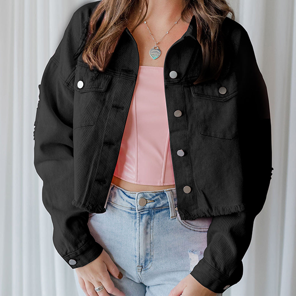 Star & Fringe Accent Denim Jacket
