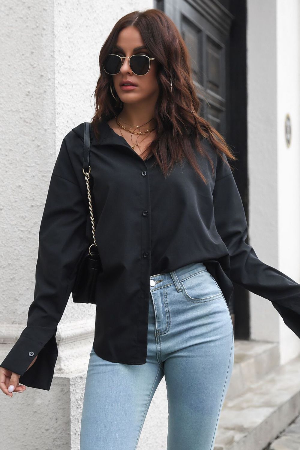Casual Dropped Shoulder Longline Shirt
