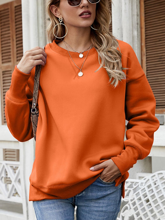 Relaxed Fit Slit-Side Hem Sweatshirt
