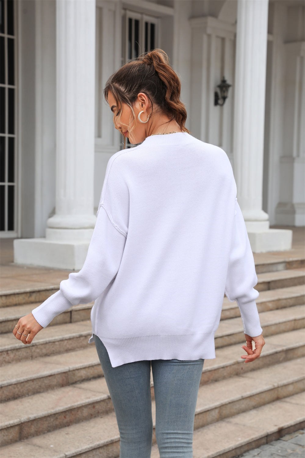 Exposed Seam Long Sleeve Sweater