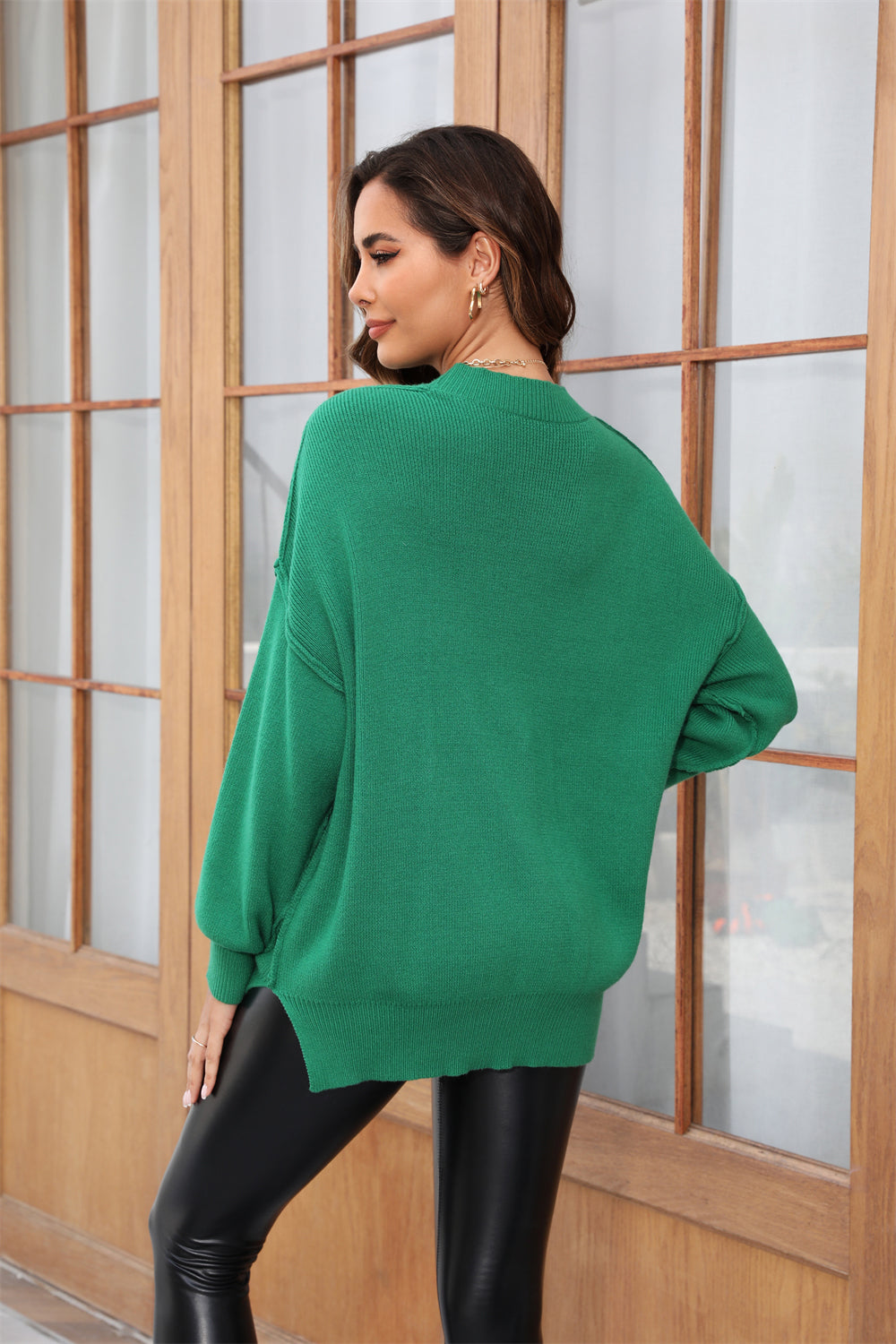 Exposed Seam Long Sleeve Sweater