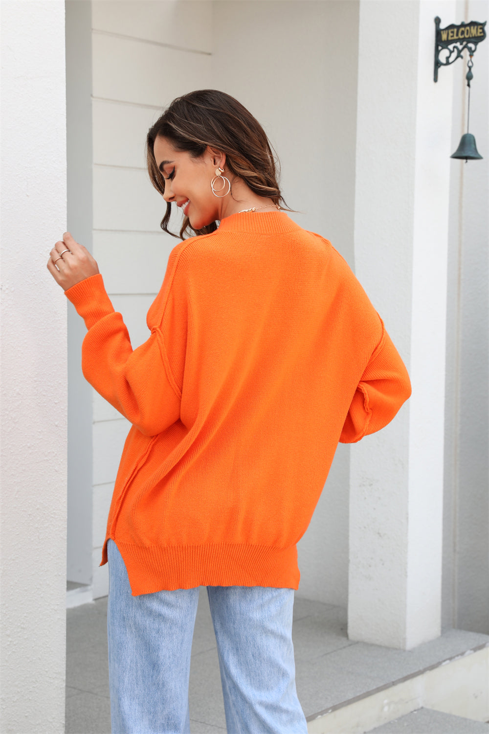 Exposed Seam Long Sleeve Sweater