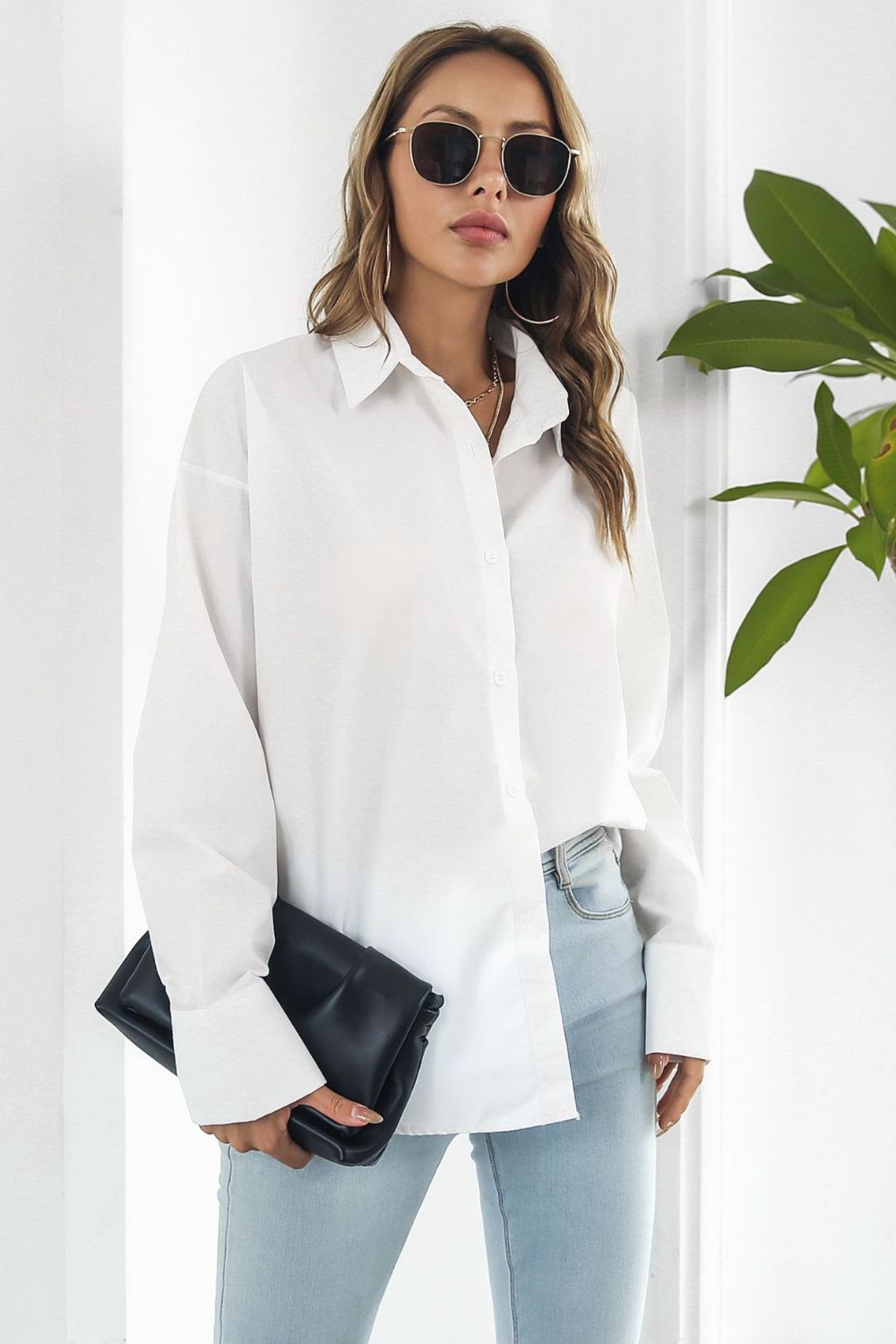 Casual Dropped Shoulder Longline Shirt