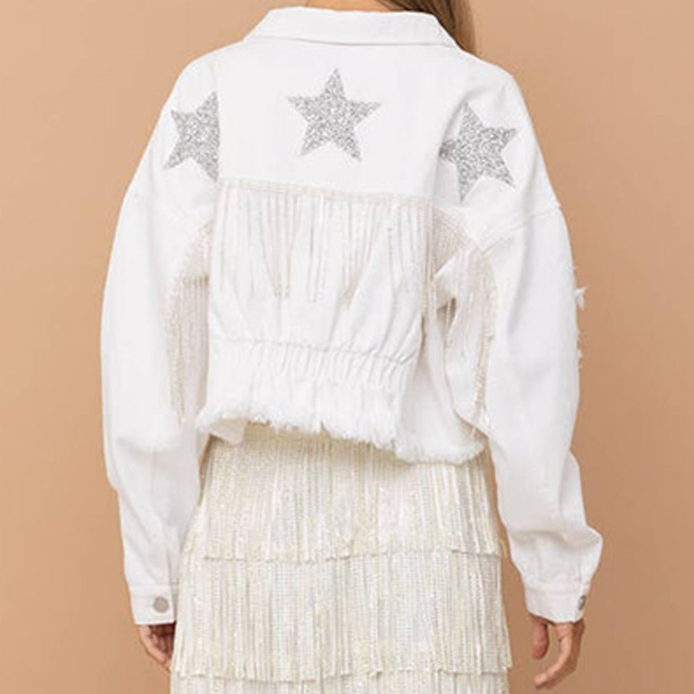Star & Fringe Accent Denim Jacket