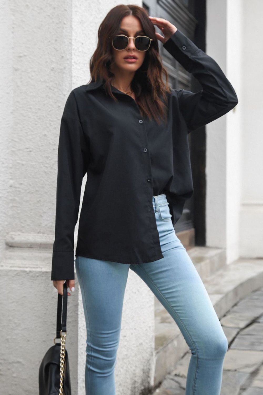 Casual Dropped Shoulder Longline Shirt