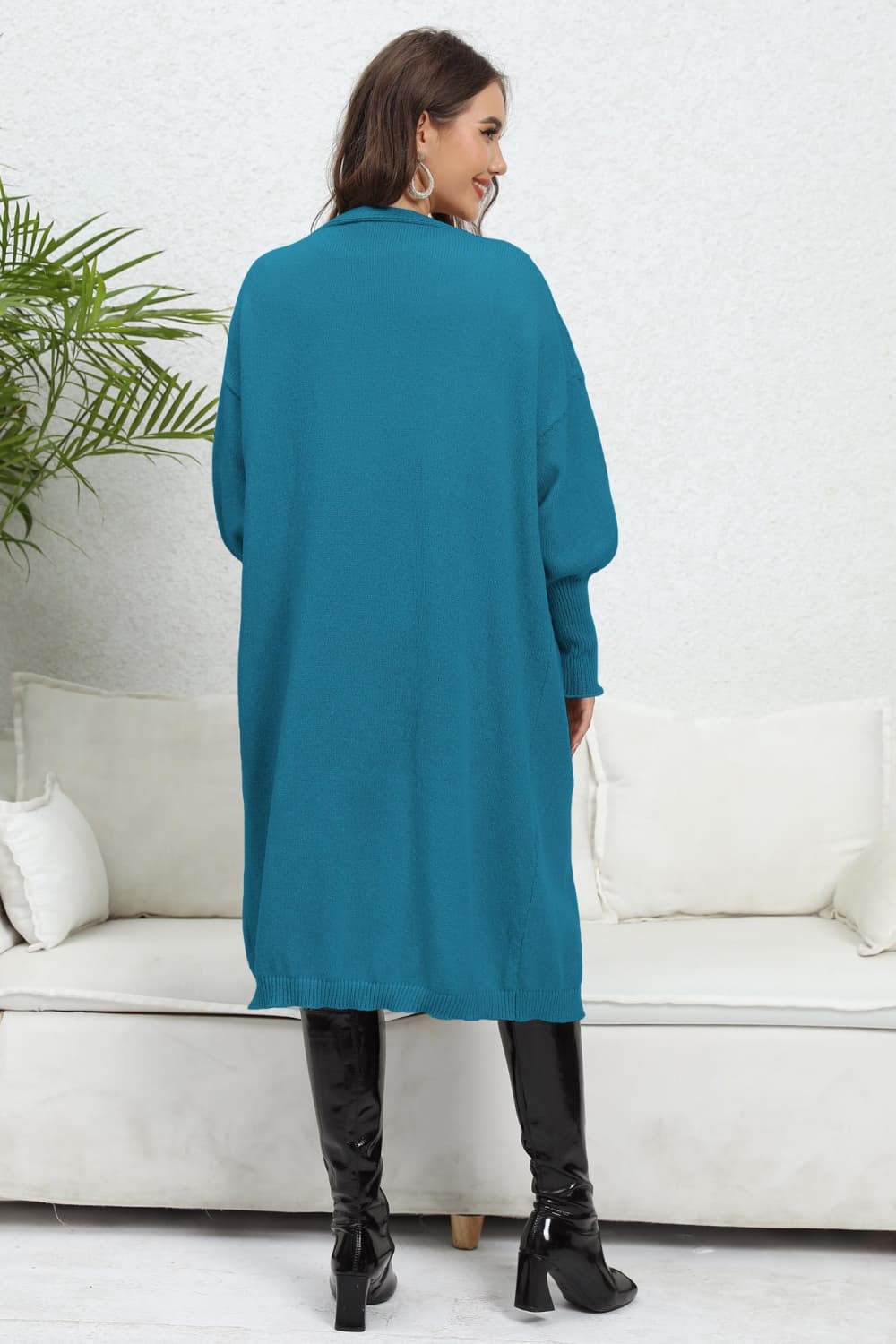 Lantern Sleeve Open Front Cardigan
