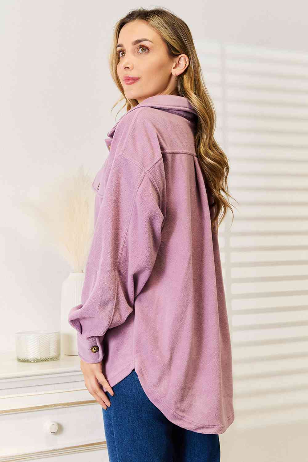 Lavender Casual Button Front Jacket