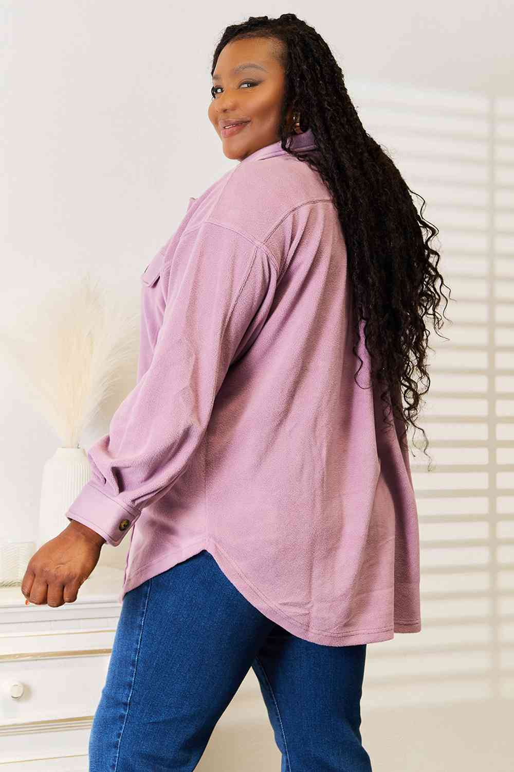 Lavender Casual Button Front Jacket