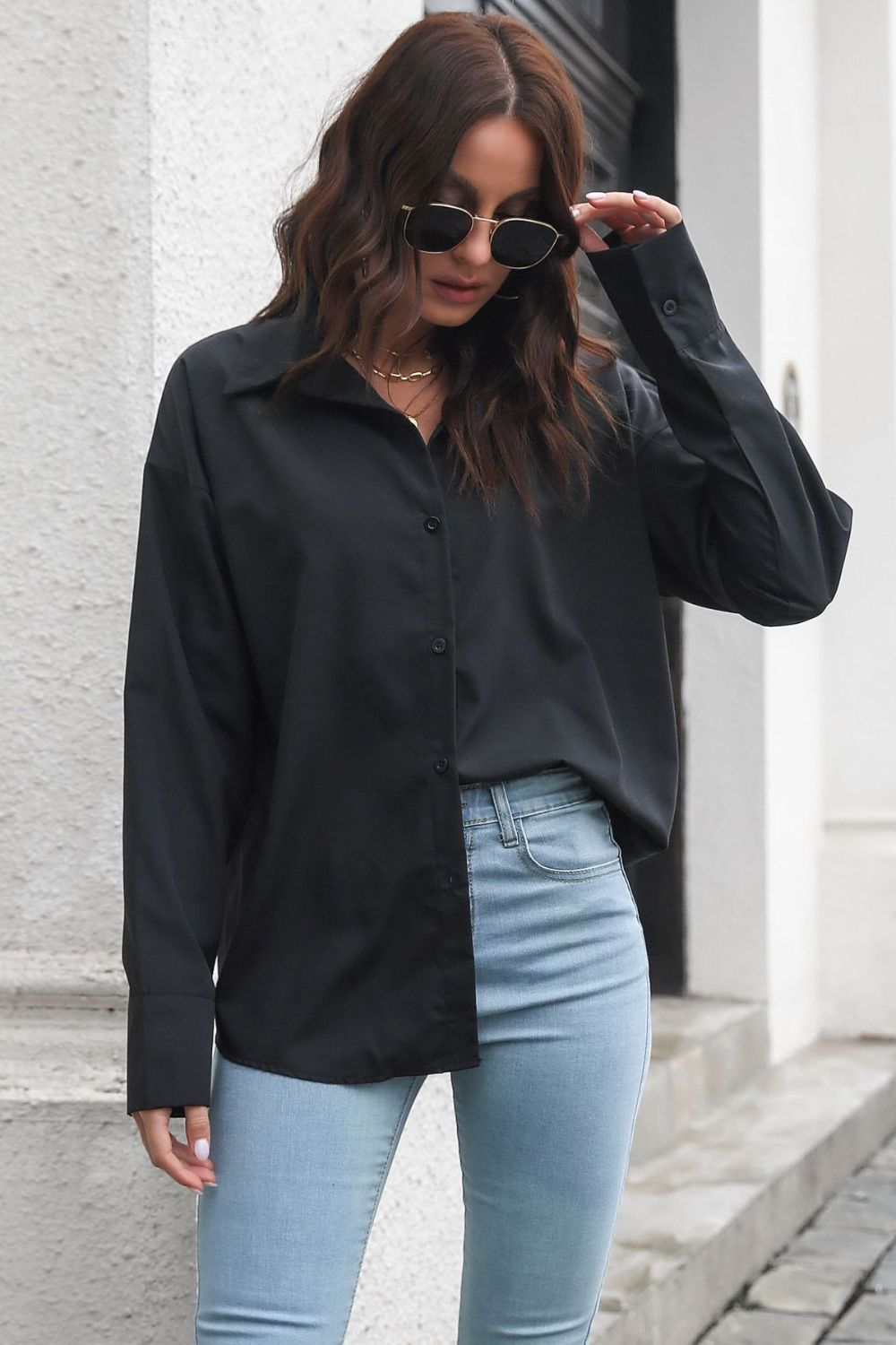 Casual Dropped Shoulder Longline Shirt
