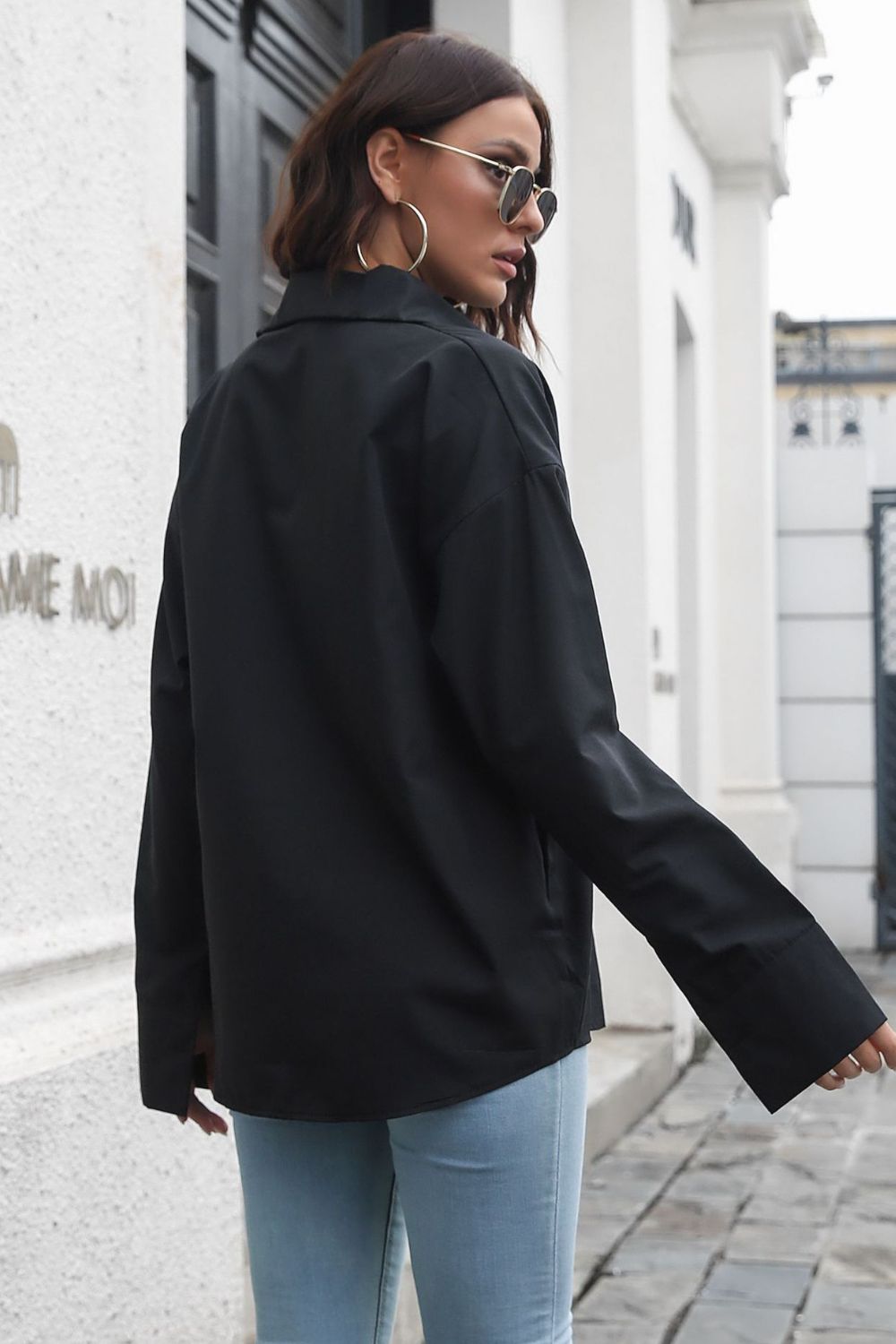 Casual Dropped Shoulder Longline Shirt