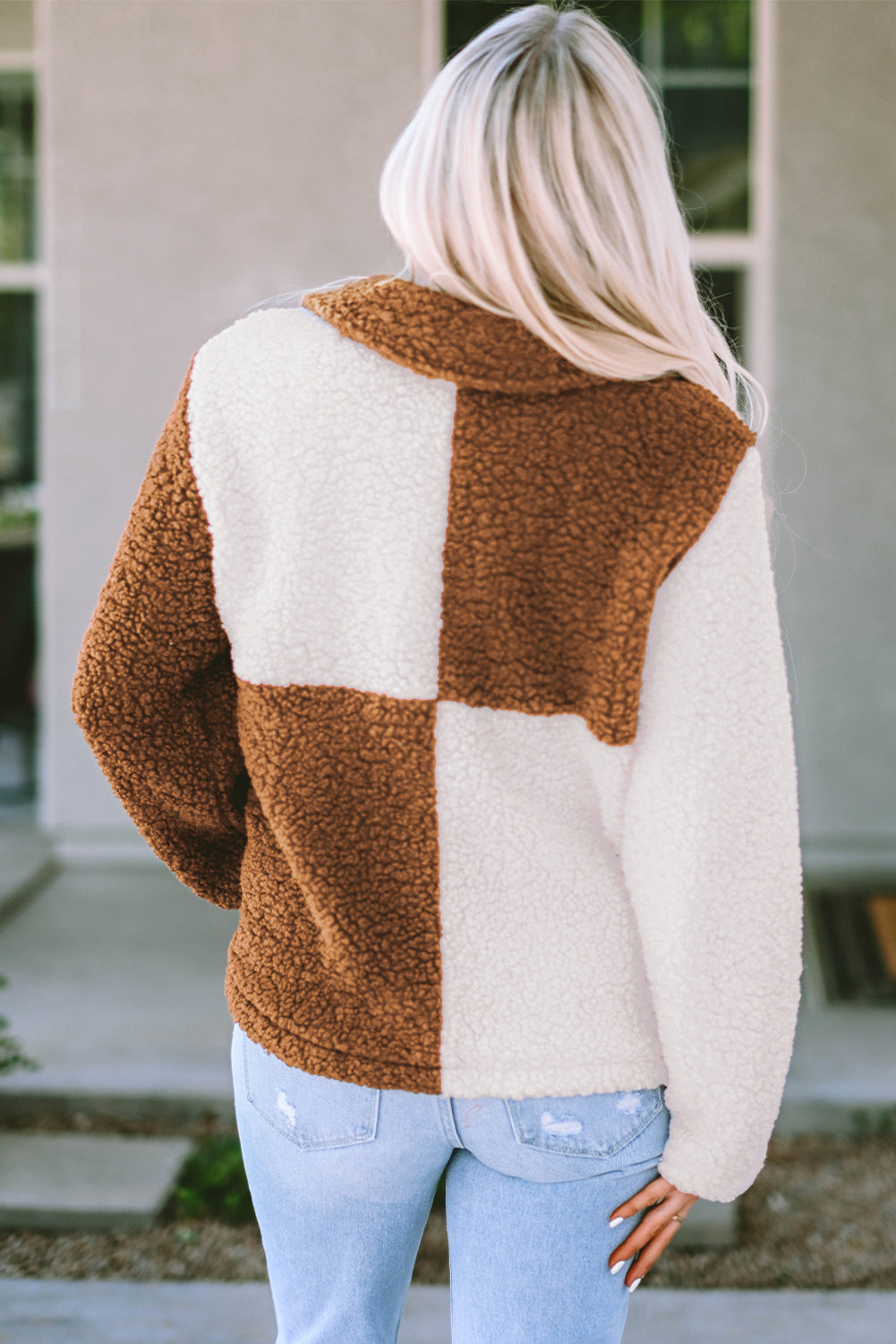 Teddy Plush Color Block Jacket