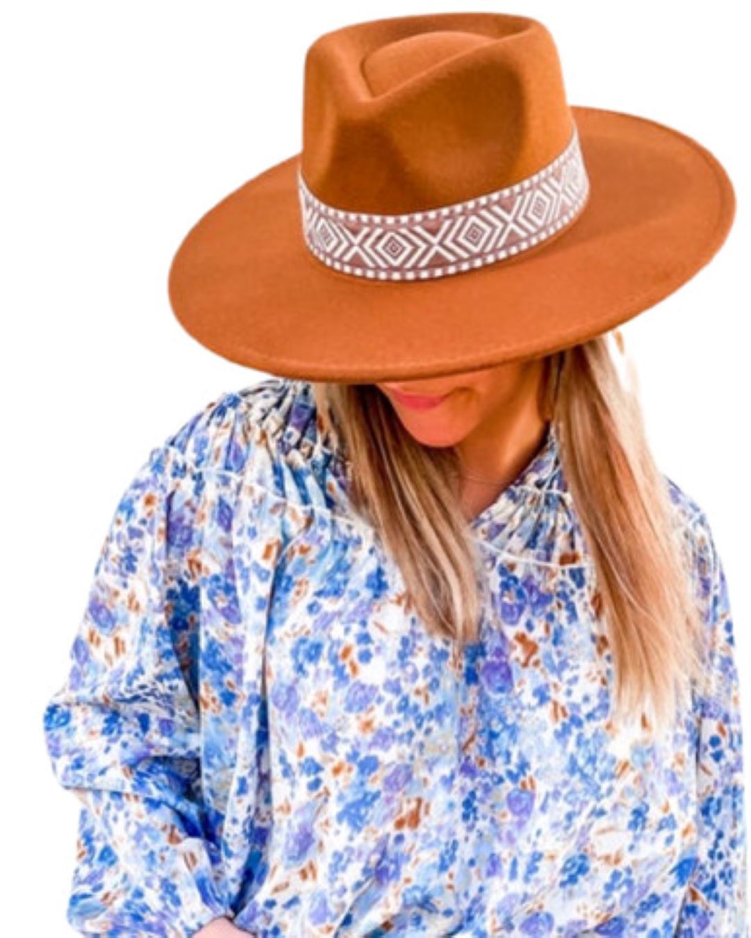 Large Brim Hat Diamond Accent Band - Quelle's BoutiQue