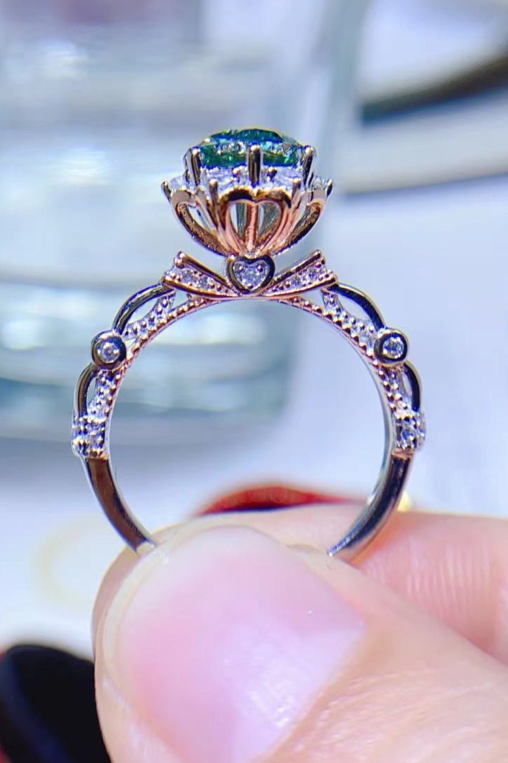 1 Carat Moissanite Sterling Silver Bloom Ring - Quelle's BoutiQue