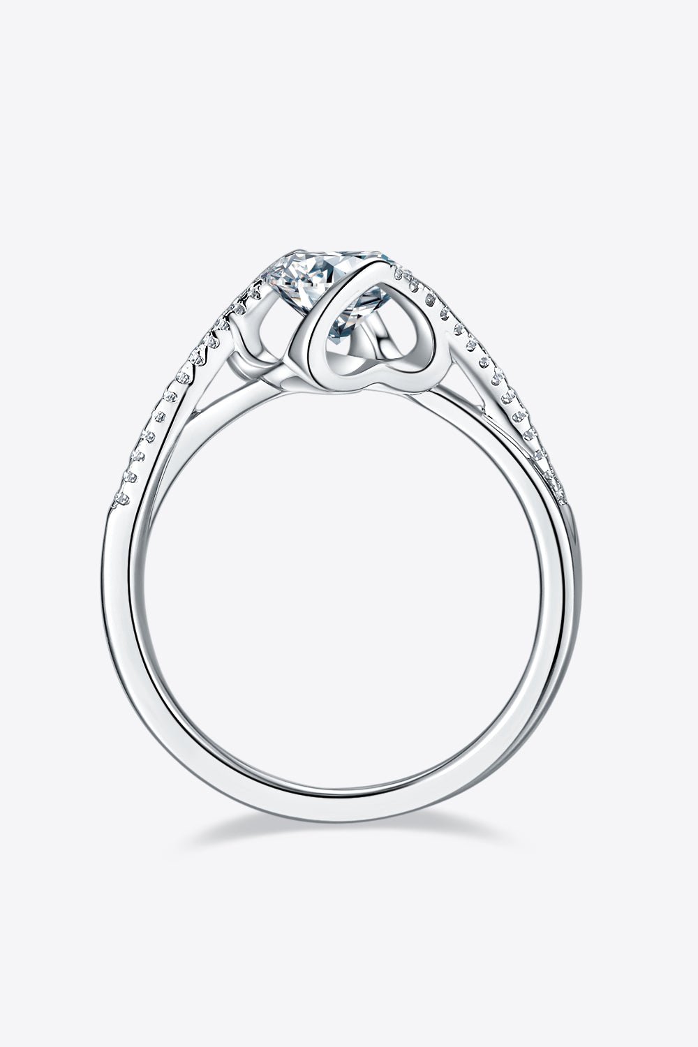 1 Carat Moissanite Sterling Silver Heart Twist Ring - Quelle's BoutiQue