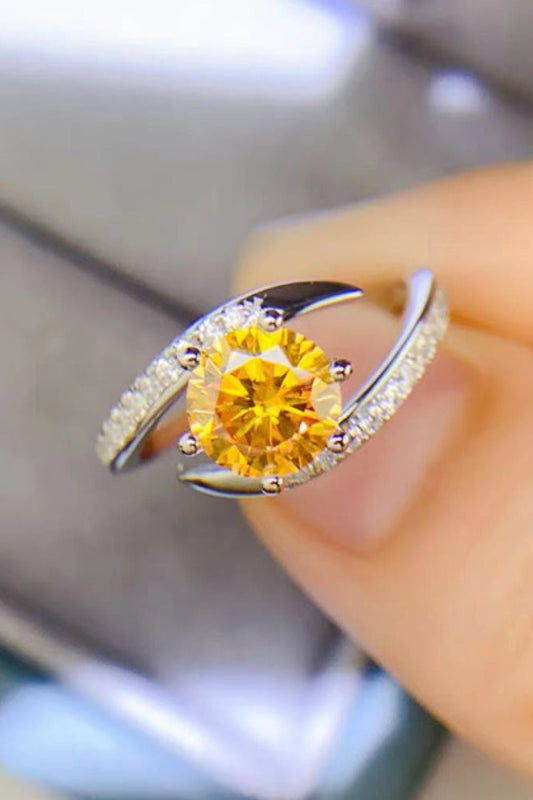 1 Carat Yellow Moissanite Sterling Silver Ring - Quelle's BoutiQue
