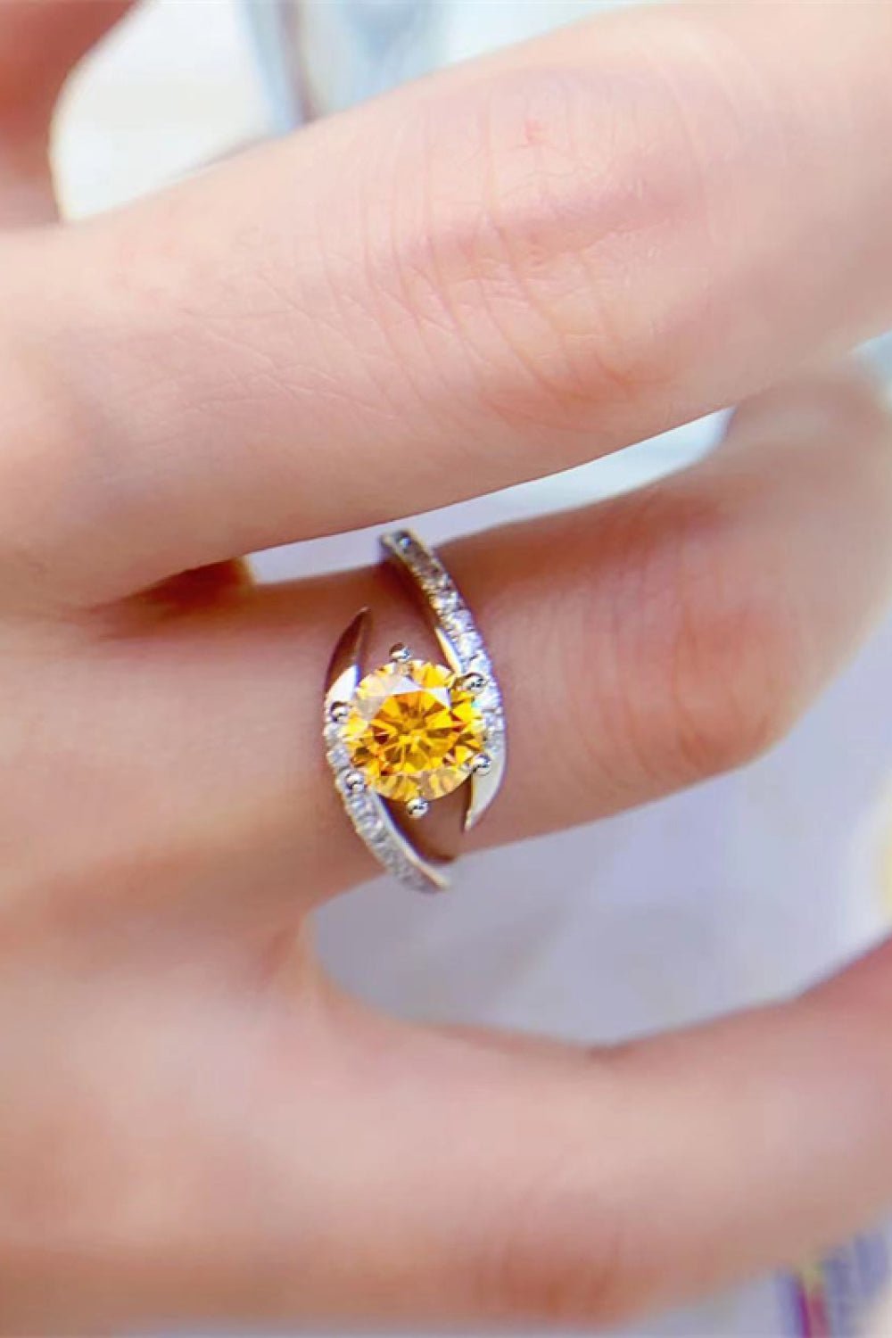 1 Carat Yellow Moissanite Sterling Silver Ring - Quelle's BoutiQue
