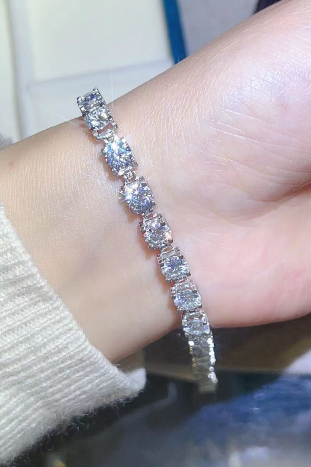 10 Carat Moissanite Platinum-Plated Bracelet - Quelle's BoutiQue
