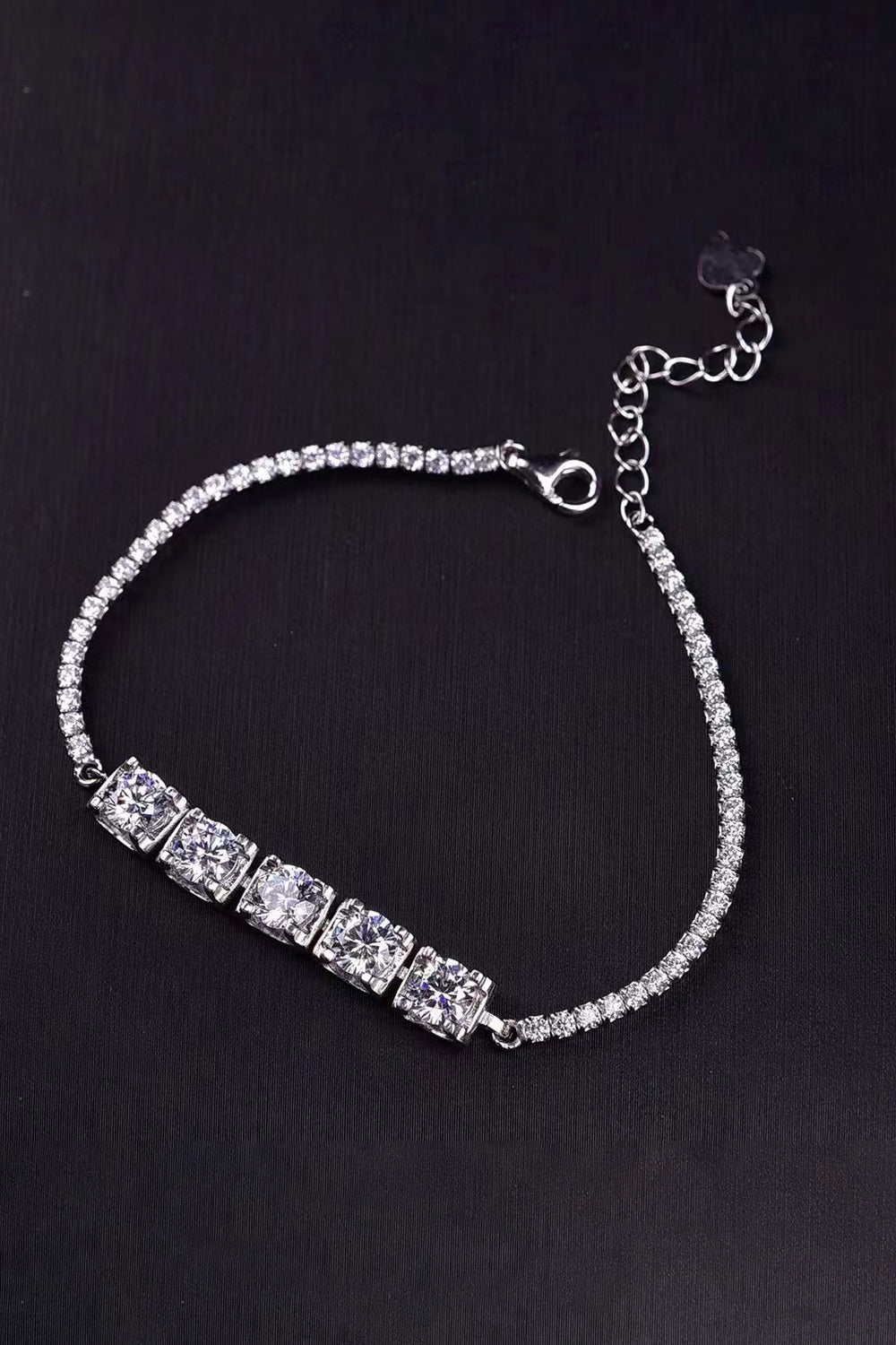 5 Carat Moissanite Sterling Silver Bracelet - Quelle's BoutiQue
