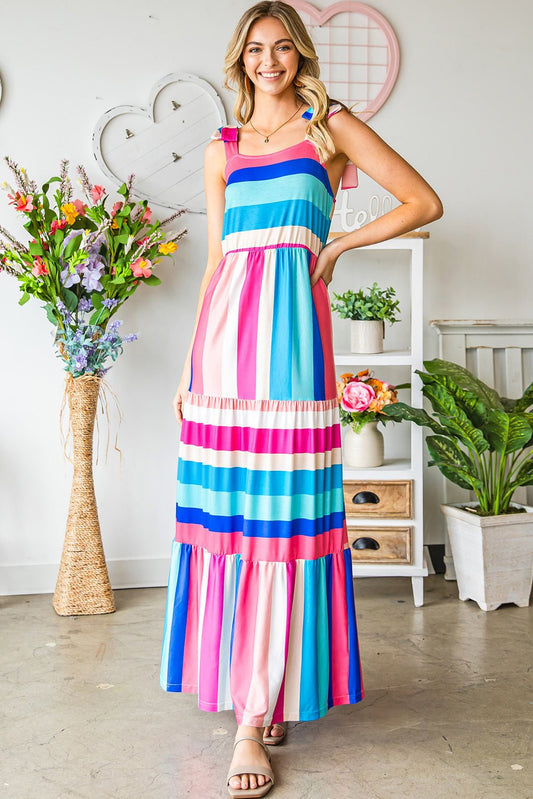 Bold Striped Sleeveless Maxi Dress - Quelle's BoutiQue