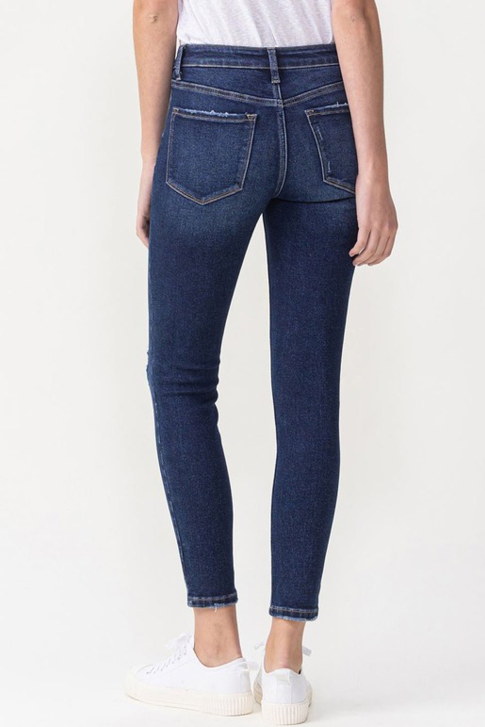 Dark-Washed Midrise Crop Skinny Jeans - Quelle's BoutiQue