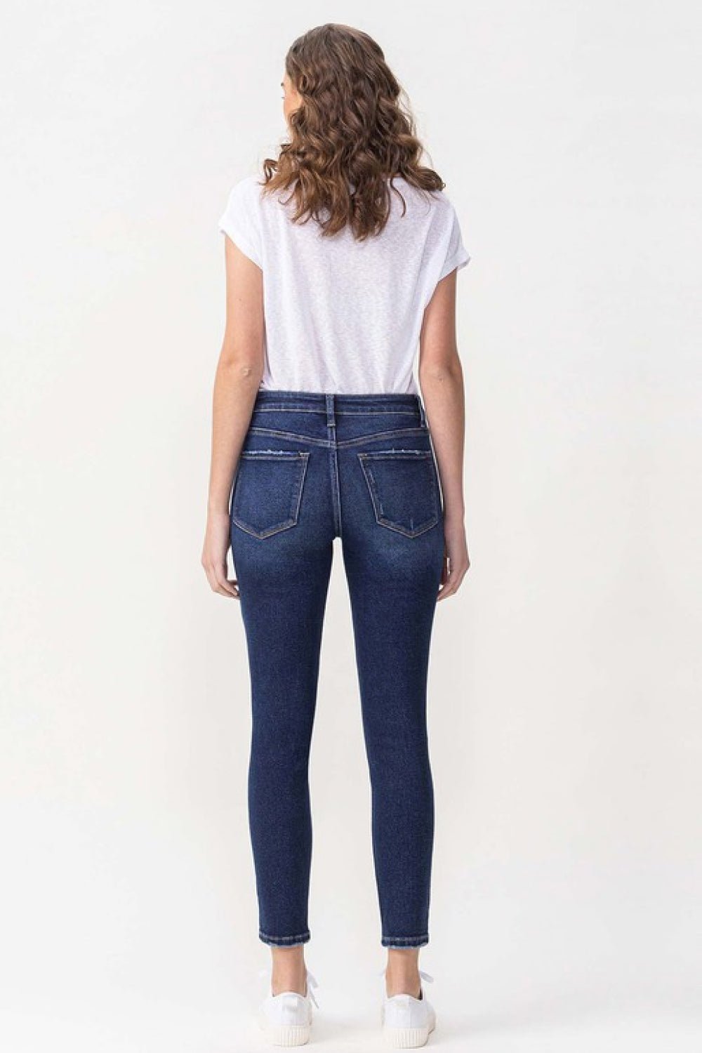 Dark-Washed Midrise Crop Skinny Jeans - Quelle's BoutiQue