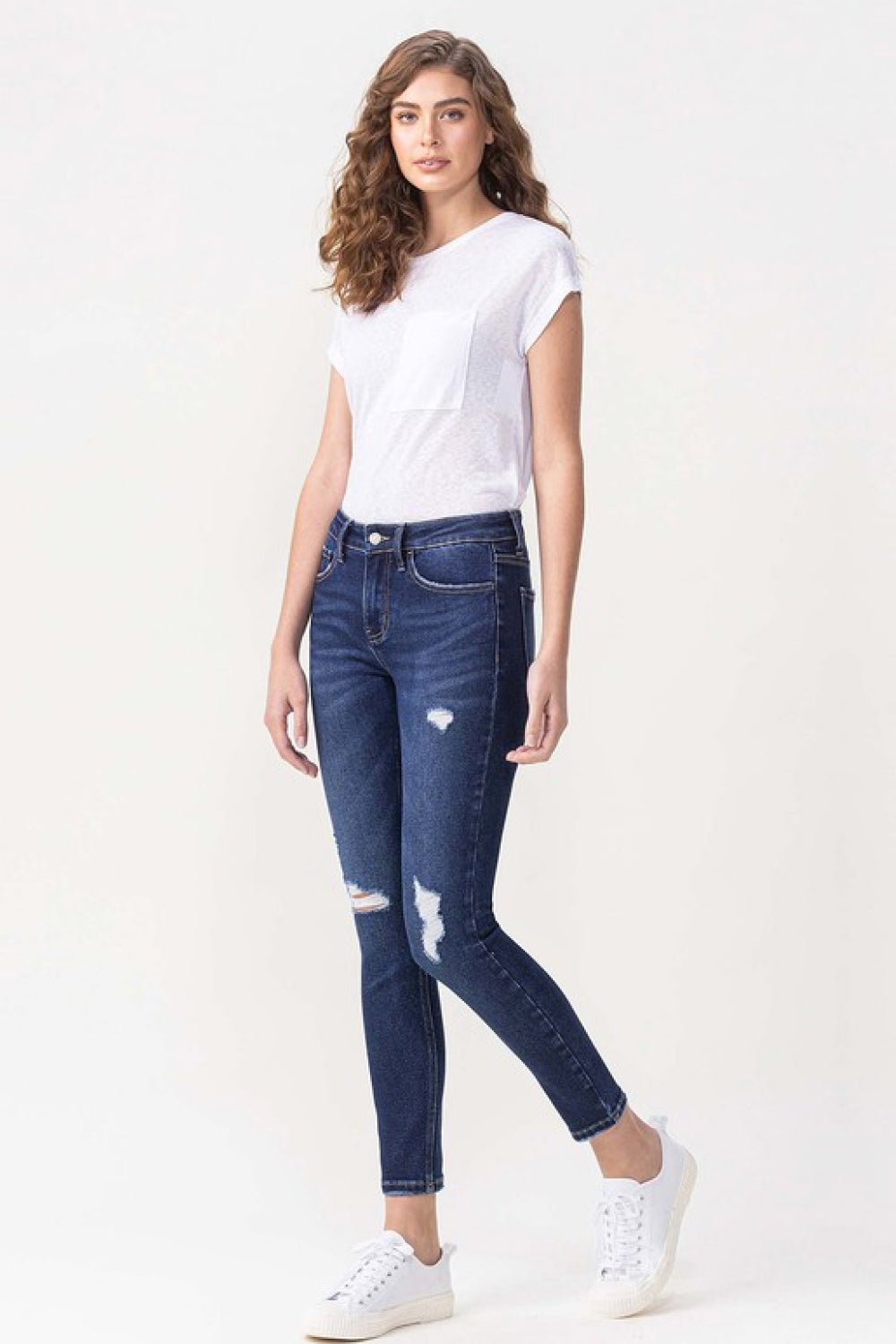 Dark-Washed Midrise Crop Skinny Jeans - Quelle's BoutiQue