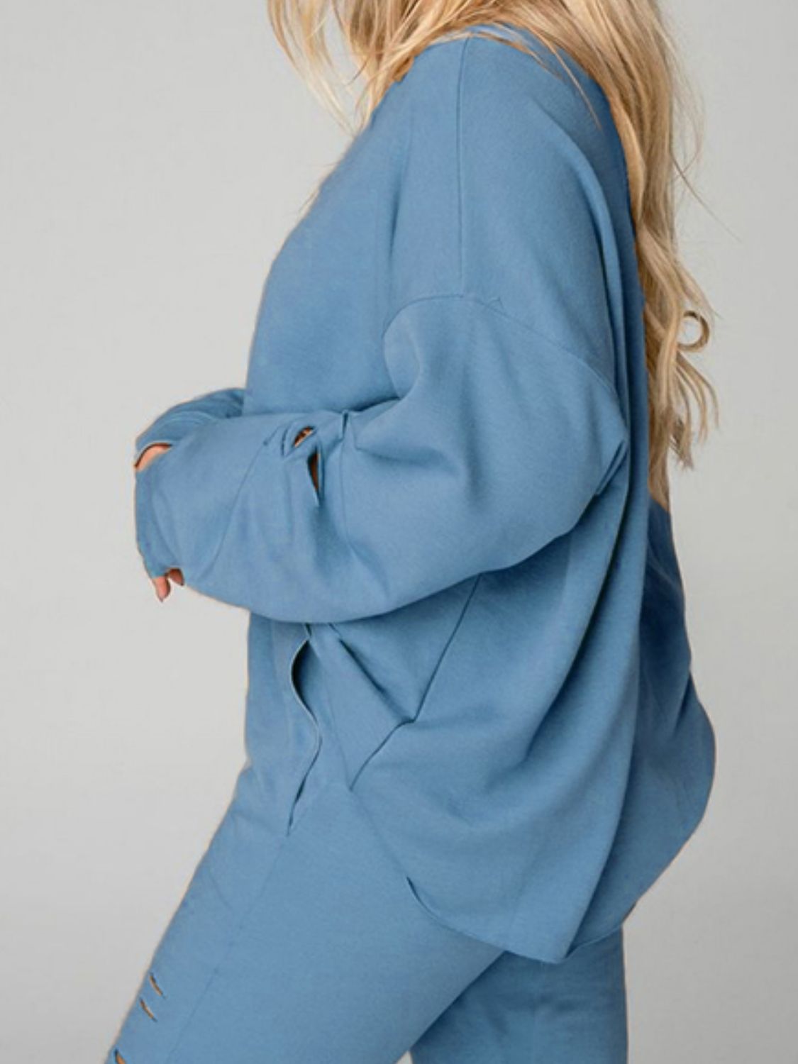 Distressed Sweatshirt and Joggers Set - Quelle's BoutiQue
