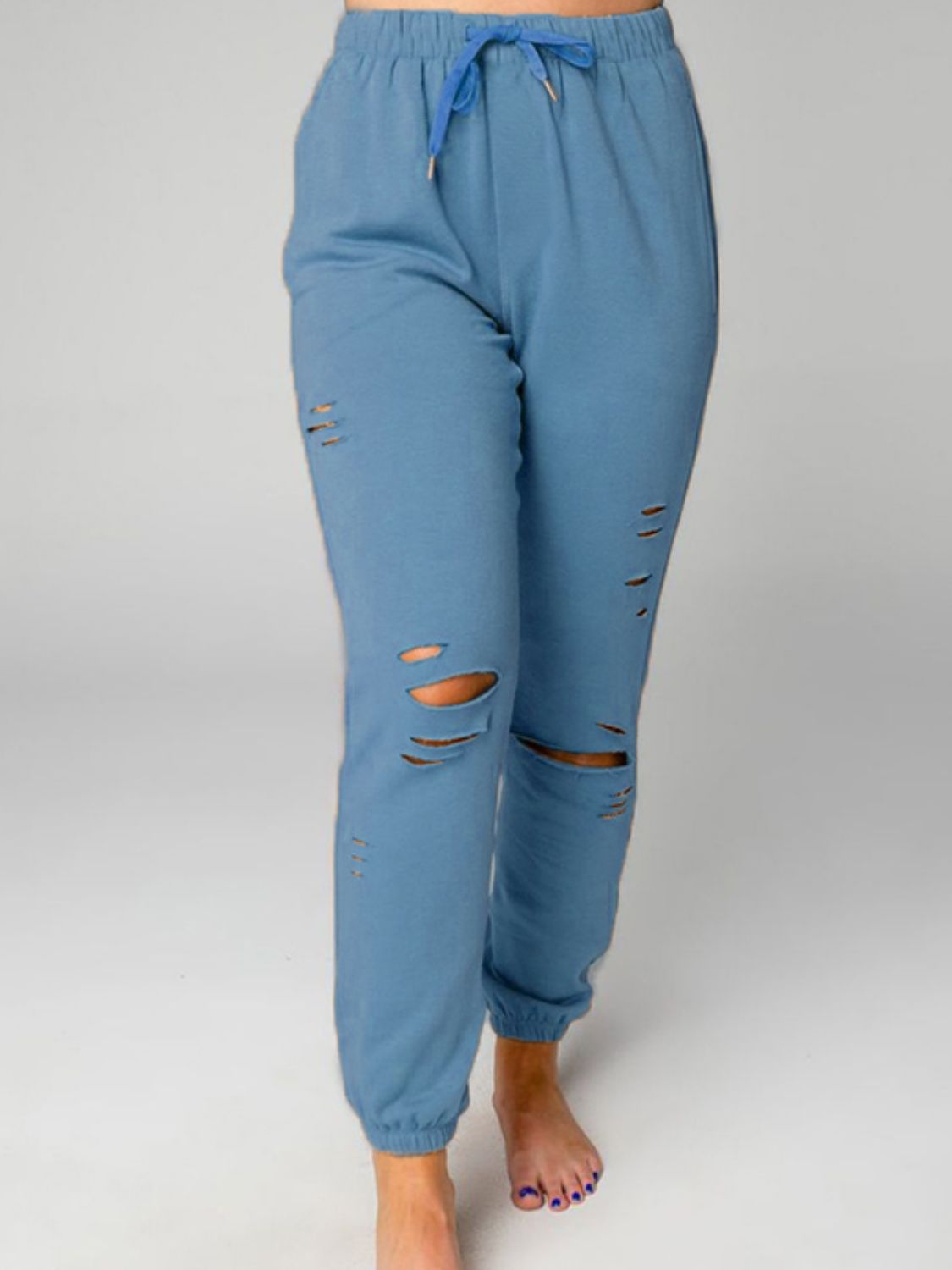 Distressed Sweatshirt and Joggers Set - Quelle's BoutiQue
