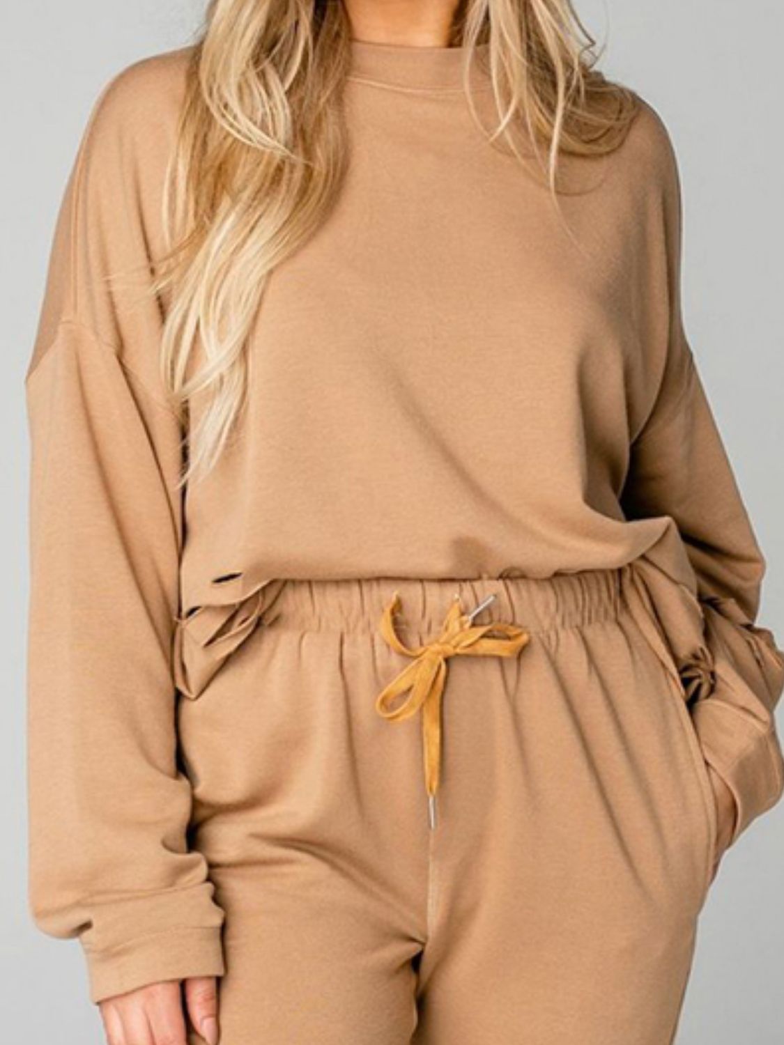 Distressed Sweatshirt and Joggers Set - Quelle's BoutiQue